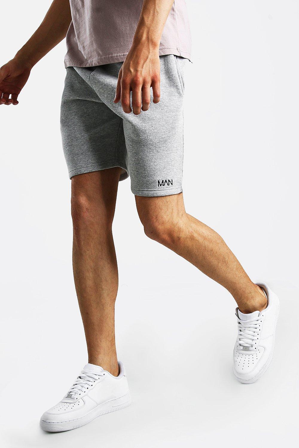 

Оригинальные шорты с принтом MAN средней длины из джерси, Grey marl