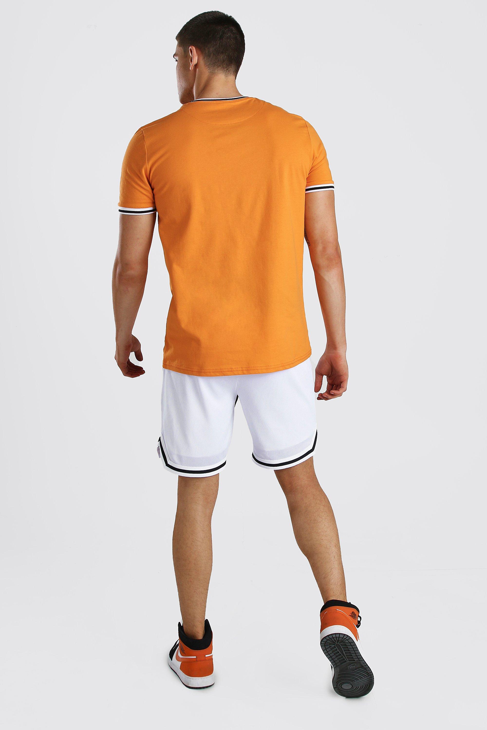 

Фирменная футболка MAN со спортивным рубчиком на горловине и манжетах, Orange
