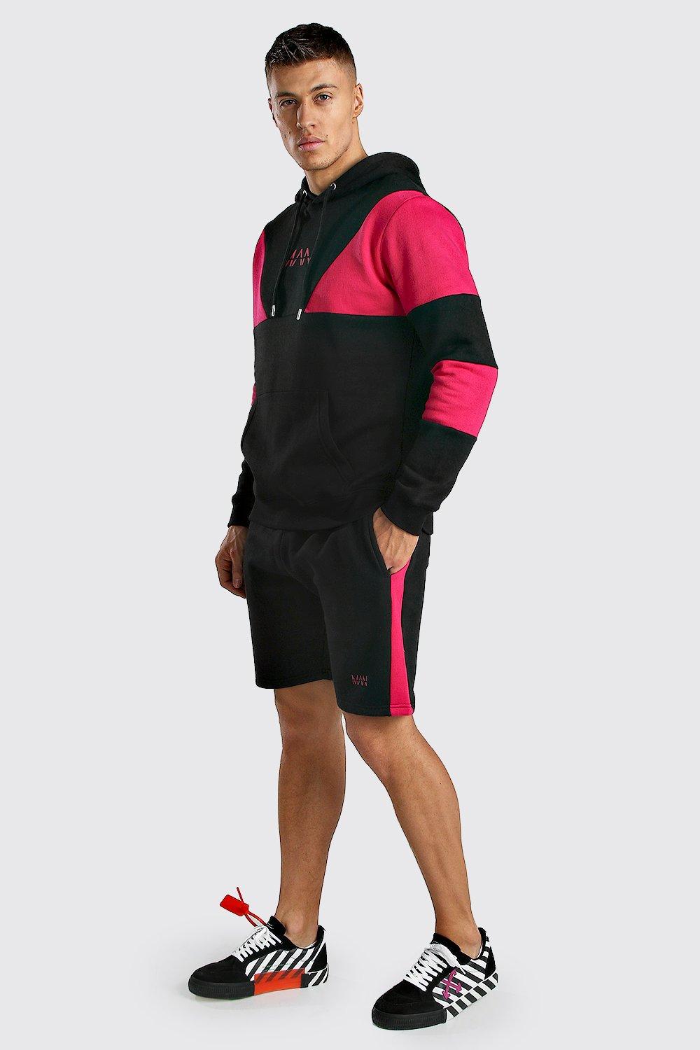 

Оригинальный укороченный спортивный костюм MAN с цветными сегментами, Pink