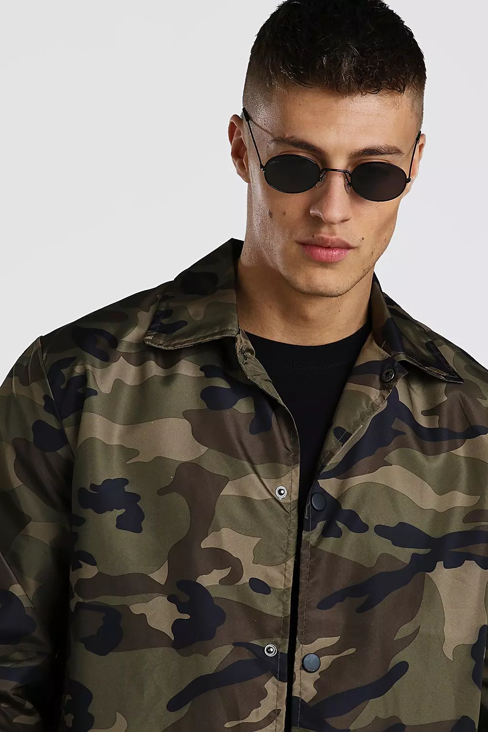 Boohooman jacket 2024 in khaki camo