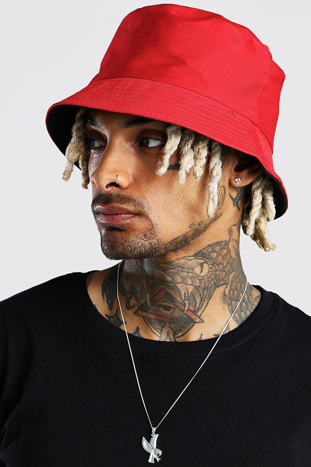 bucket hat on head