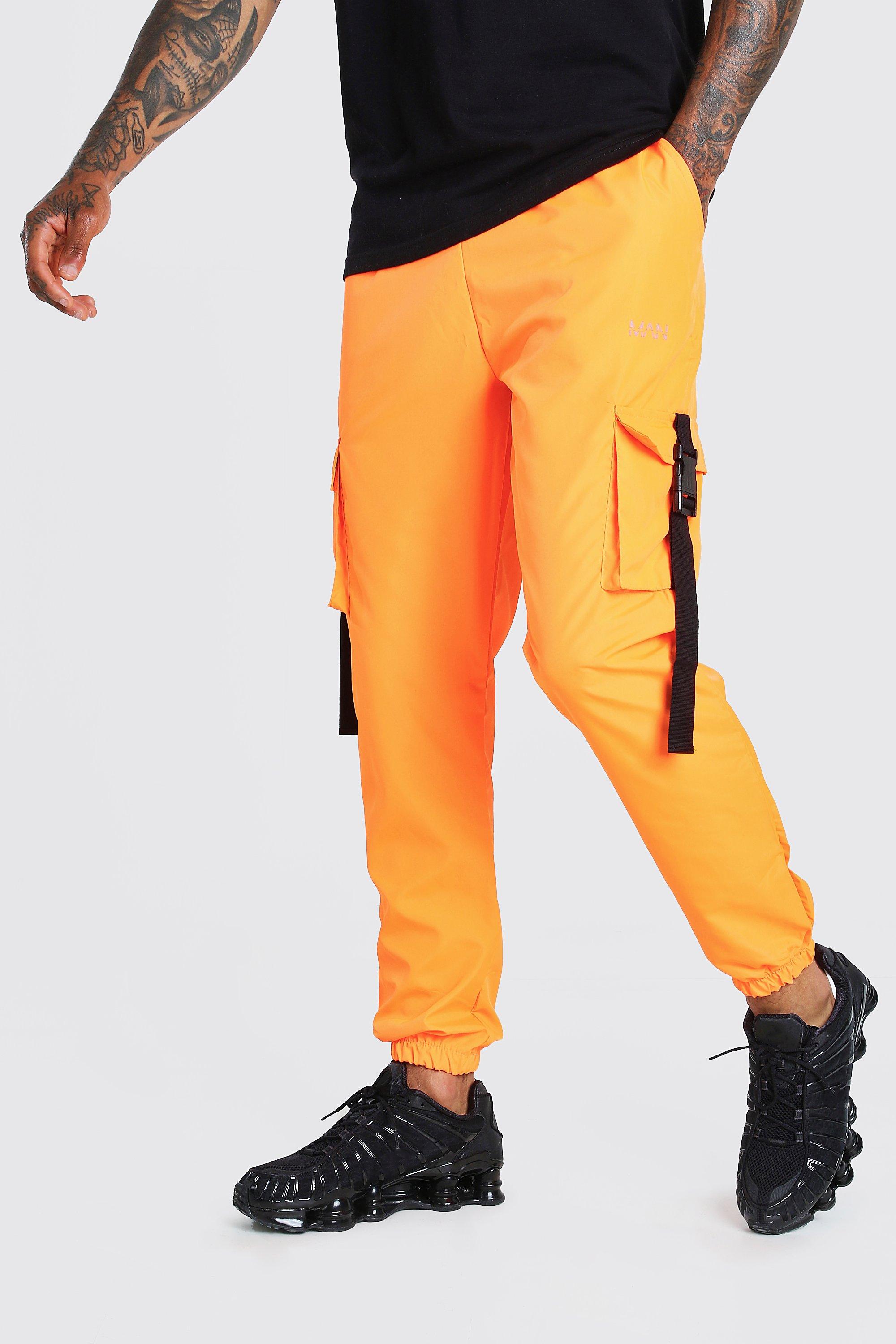 orange cargo joggers