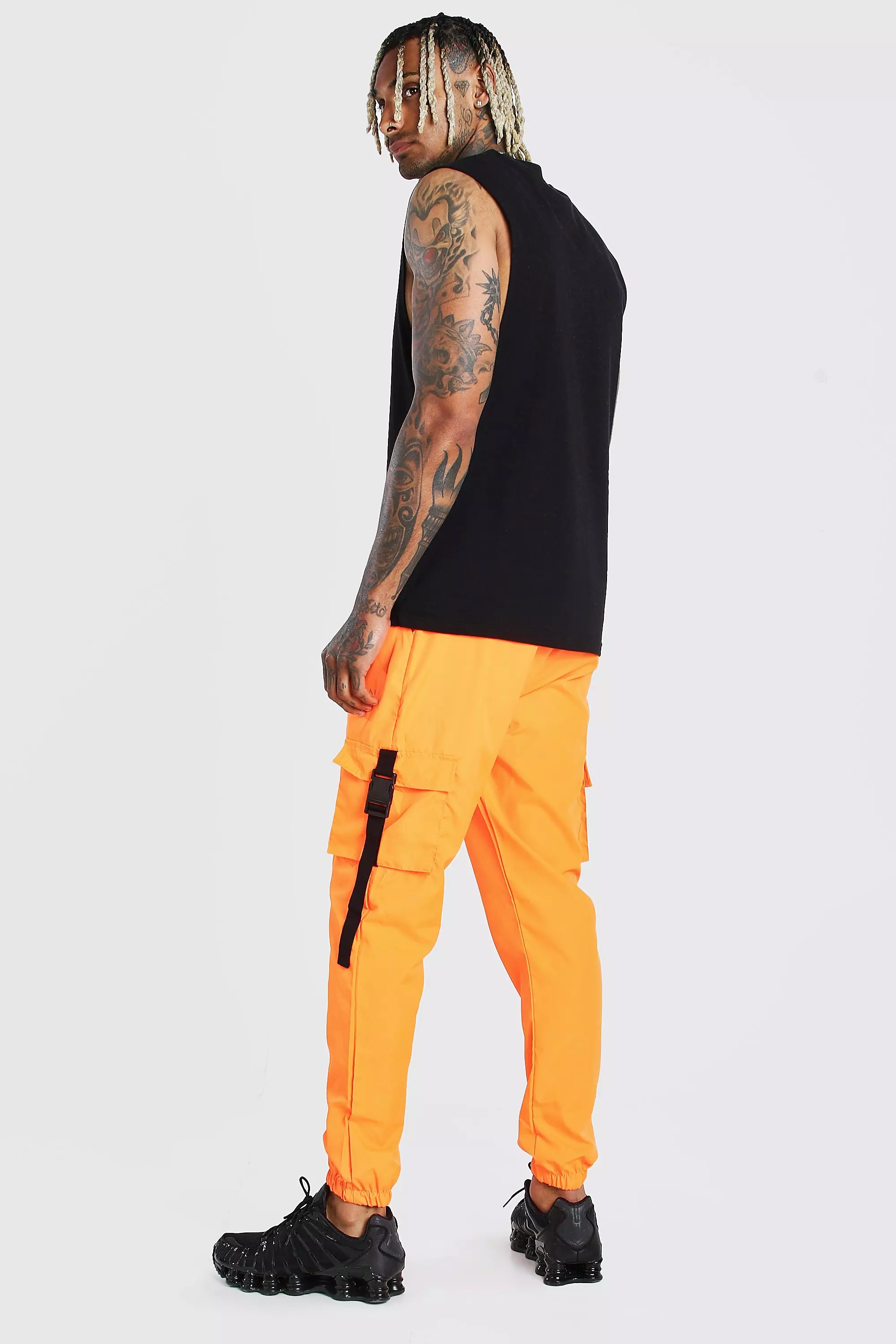 MAN Shell Cargo Joggers With Buckle Waistband