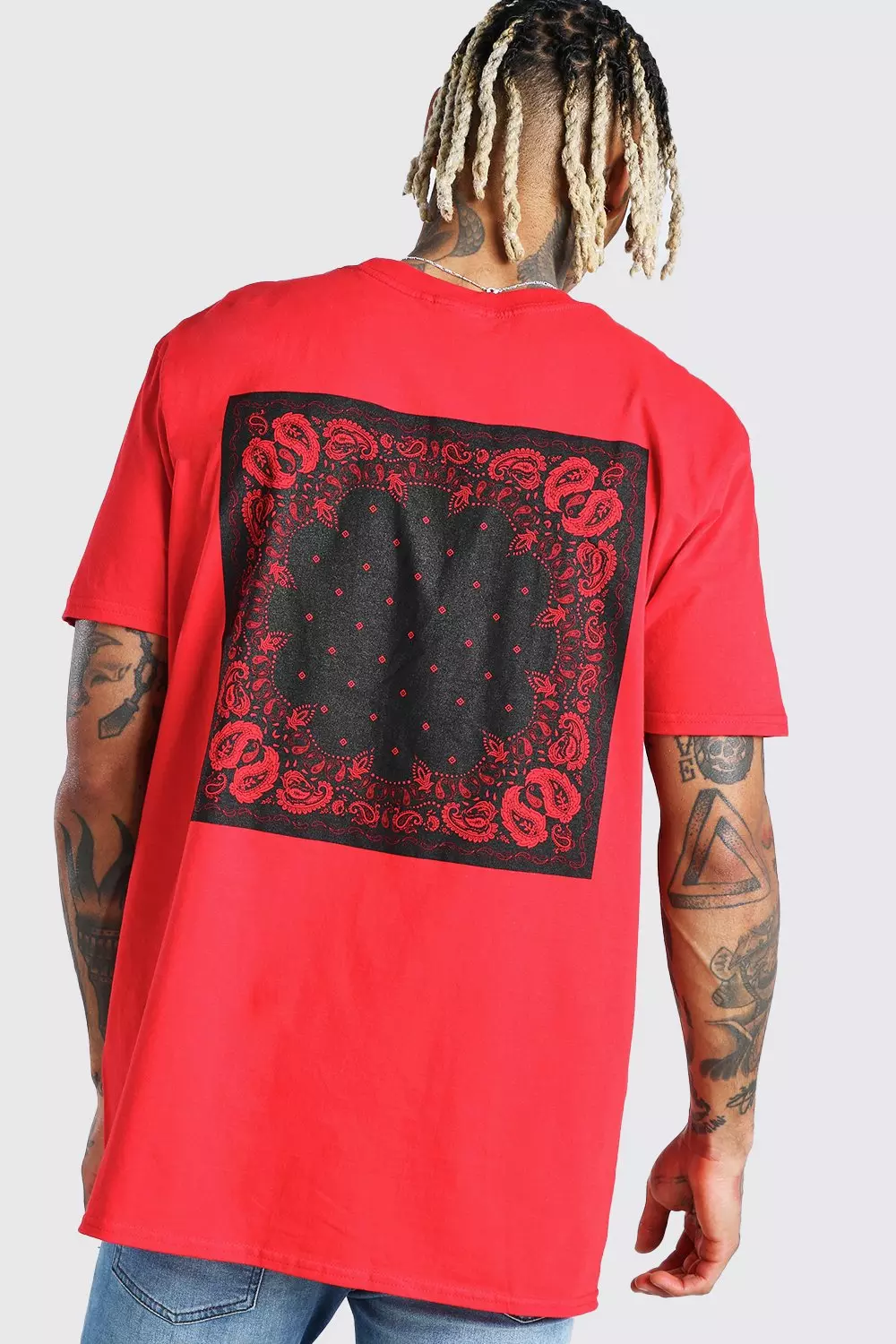 Oversized Original MAN Bandana Back Print T-Shirt | boohooMAN USA