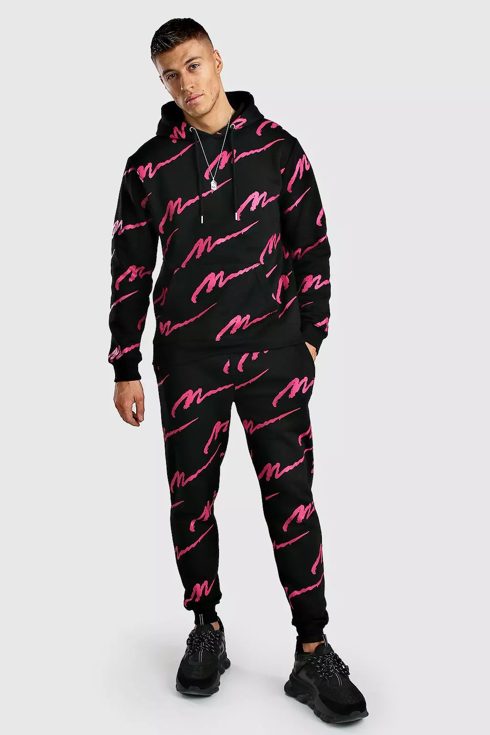 Boohooman all discount over print tracksuit