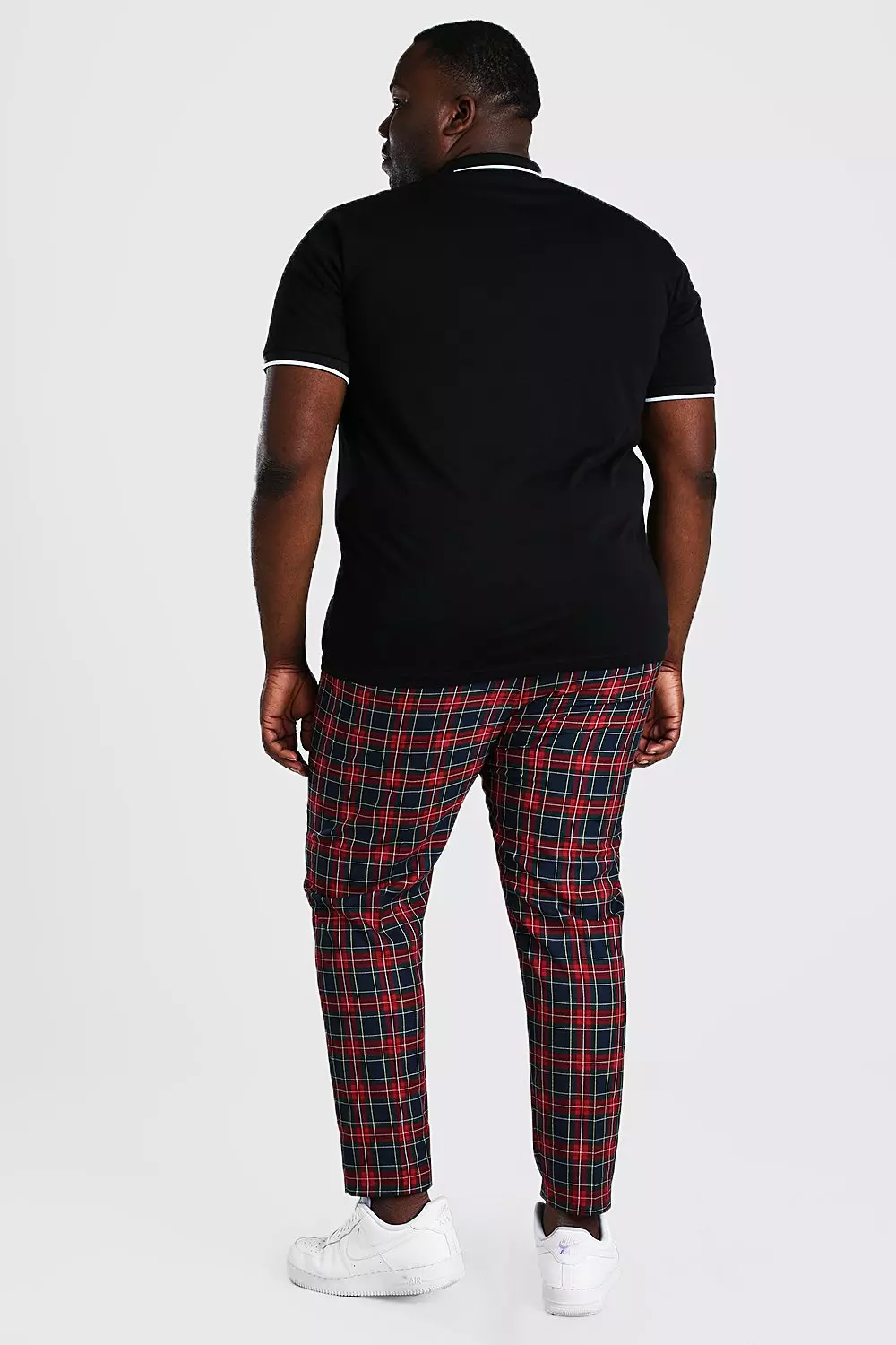 Red Plaid Pants With Detachable Chain Plus Size