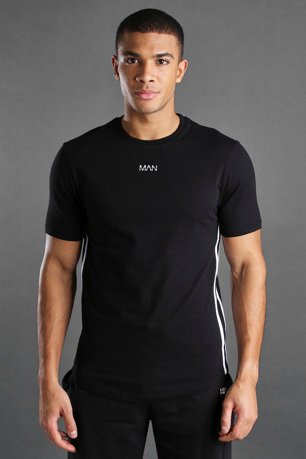 

Футболка MAN Active с закругленным подолом и лампасами, Black