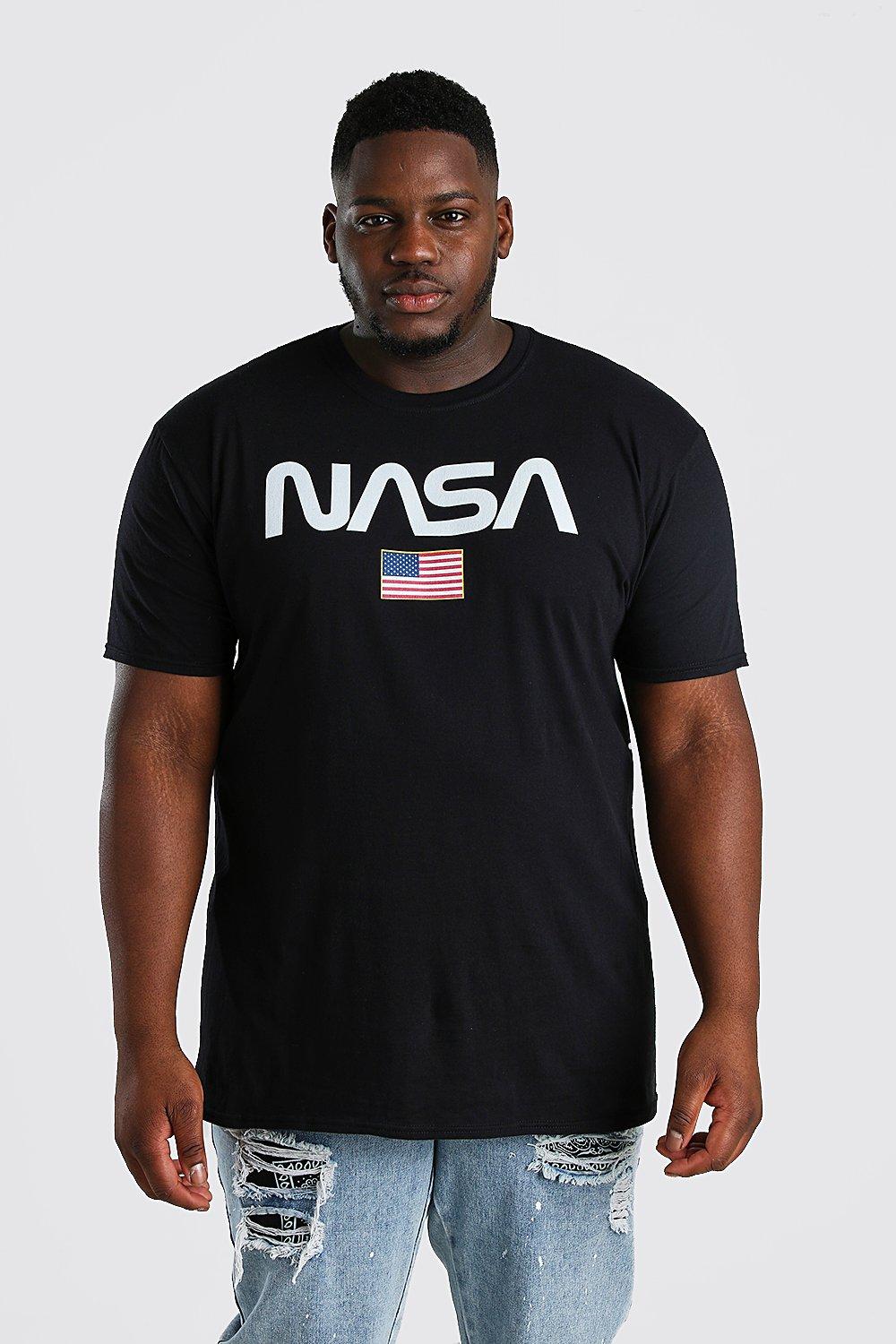

Из коллекции «Big And Tall» — Лицензированная футболка NASA с полосками и звездами, Black
