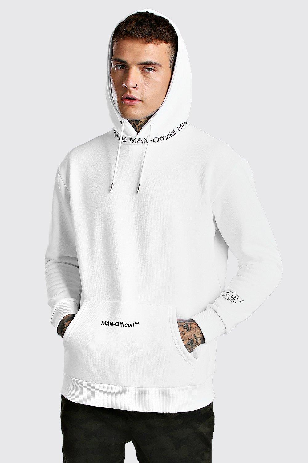 

Худи в рубчик с официальным принтом MAN, White