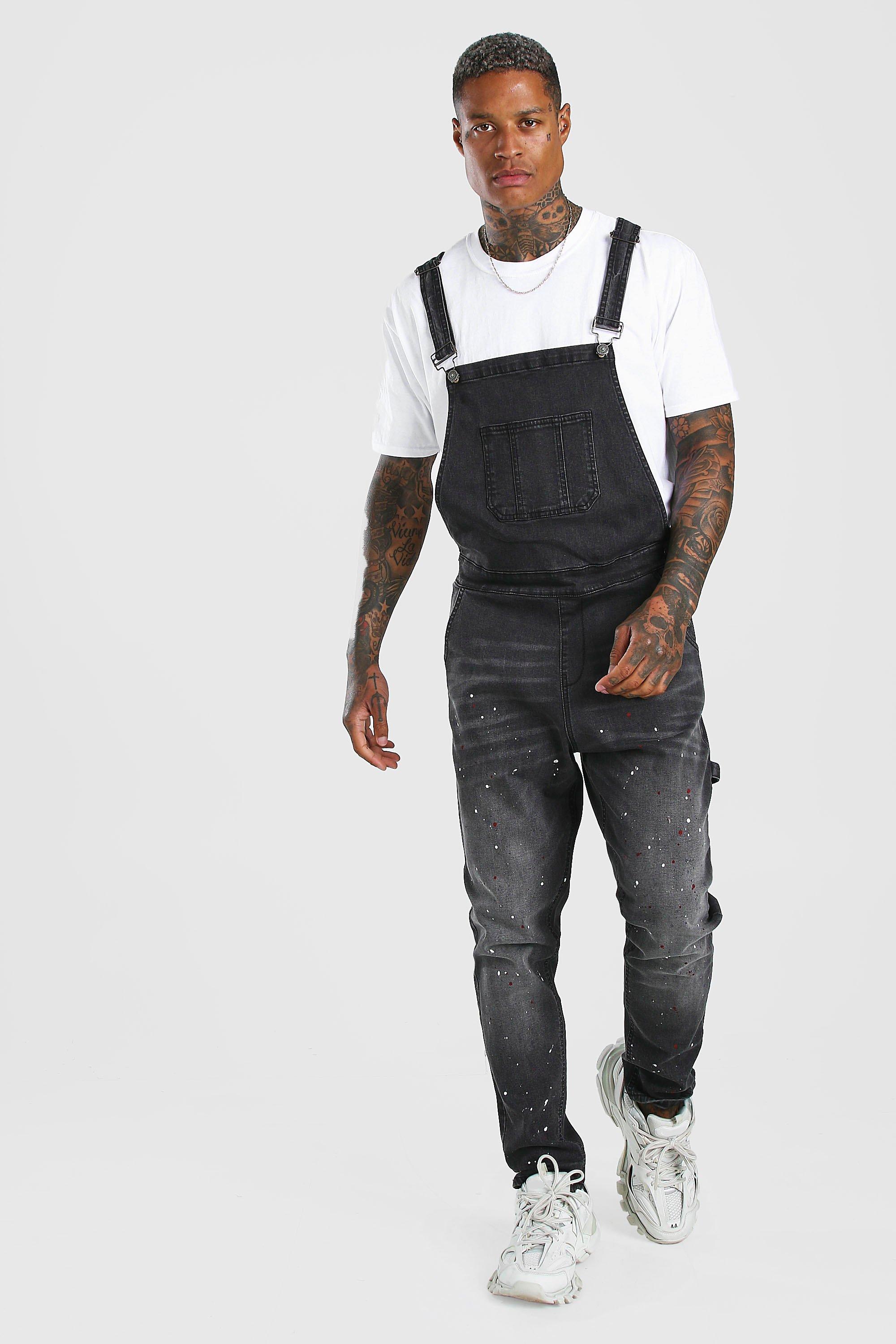 boohooman paint splatter jeans