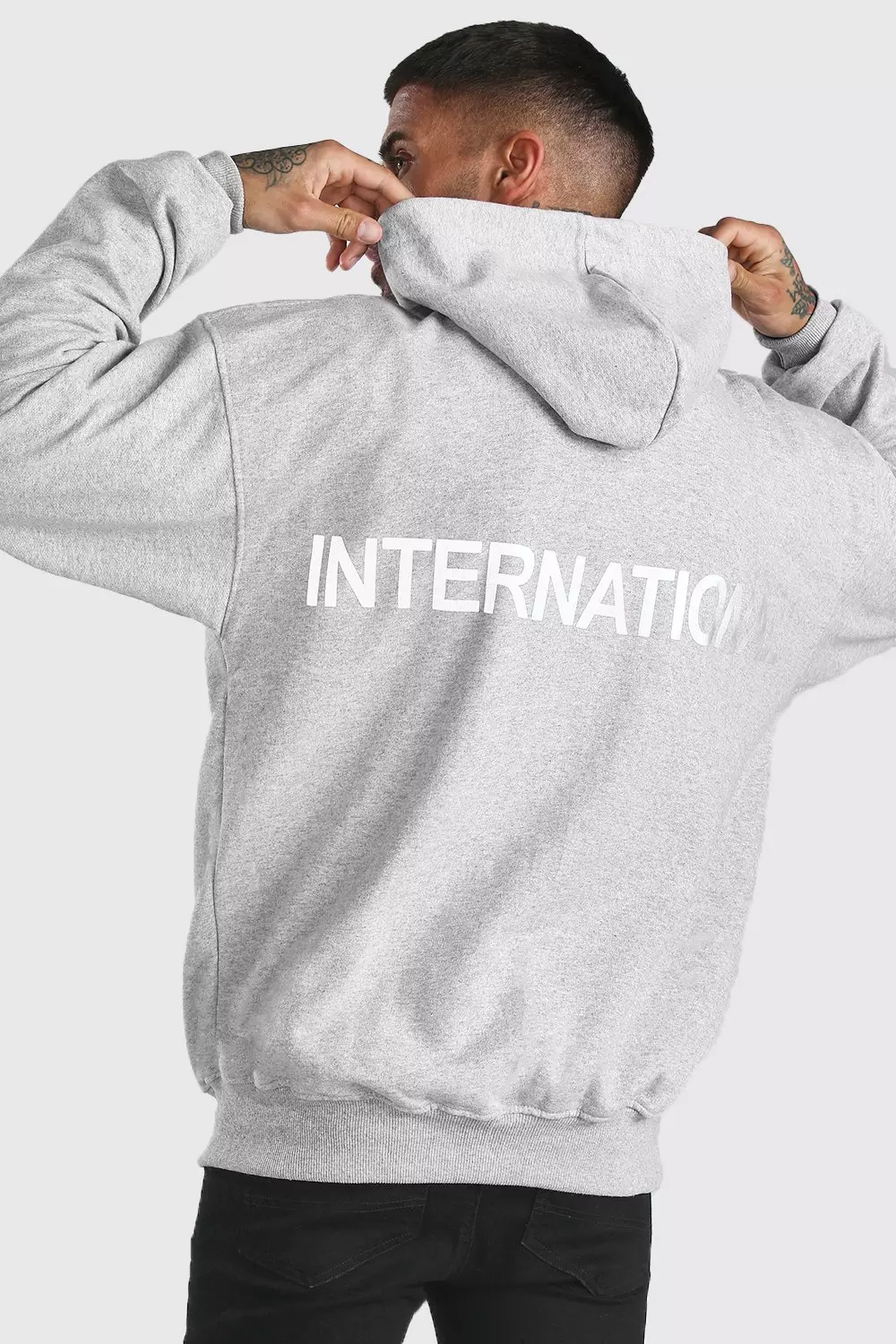 Oversized International Reflective Print Hoodie