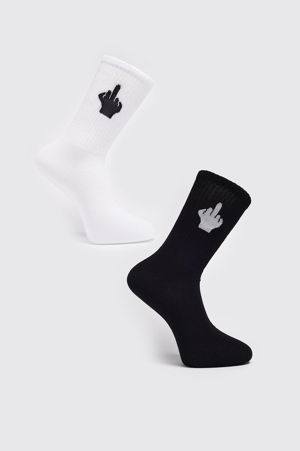 Mens Multi 2 Pack Middle Finger Sock, Multi