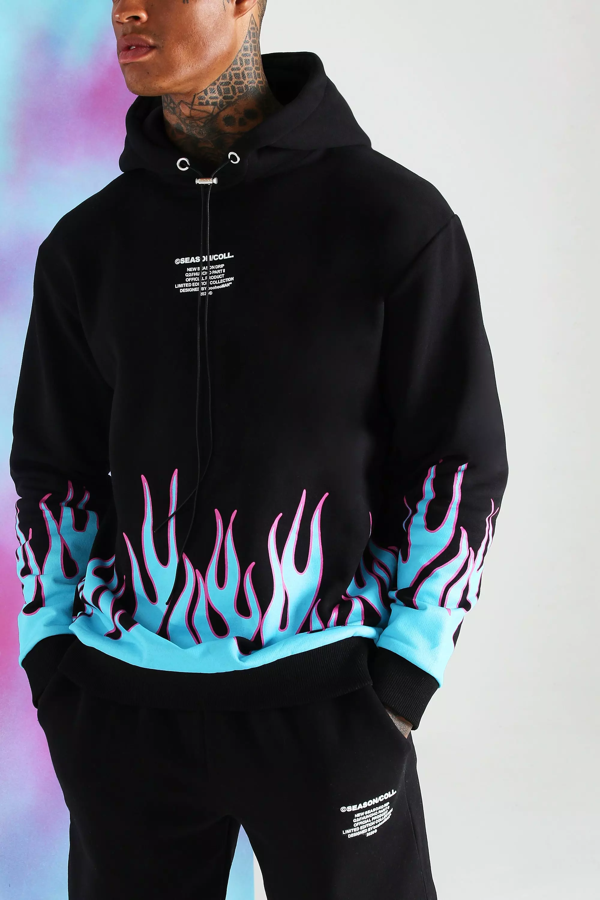 Quavo Flame Print Tracksuit | boohooMAN UK