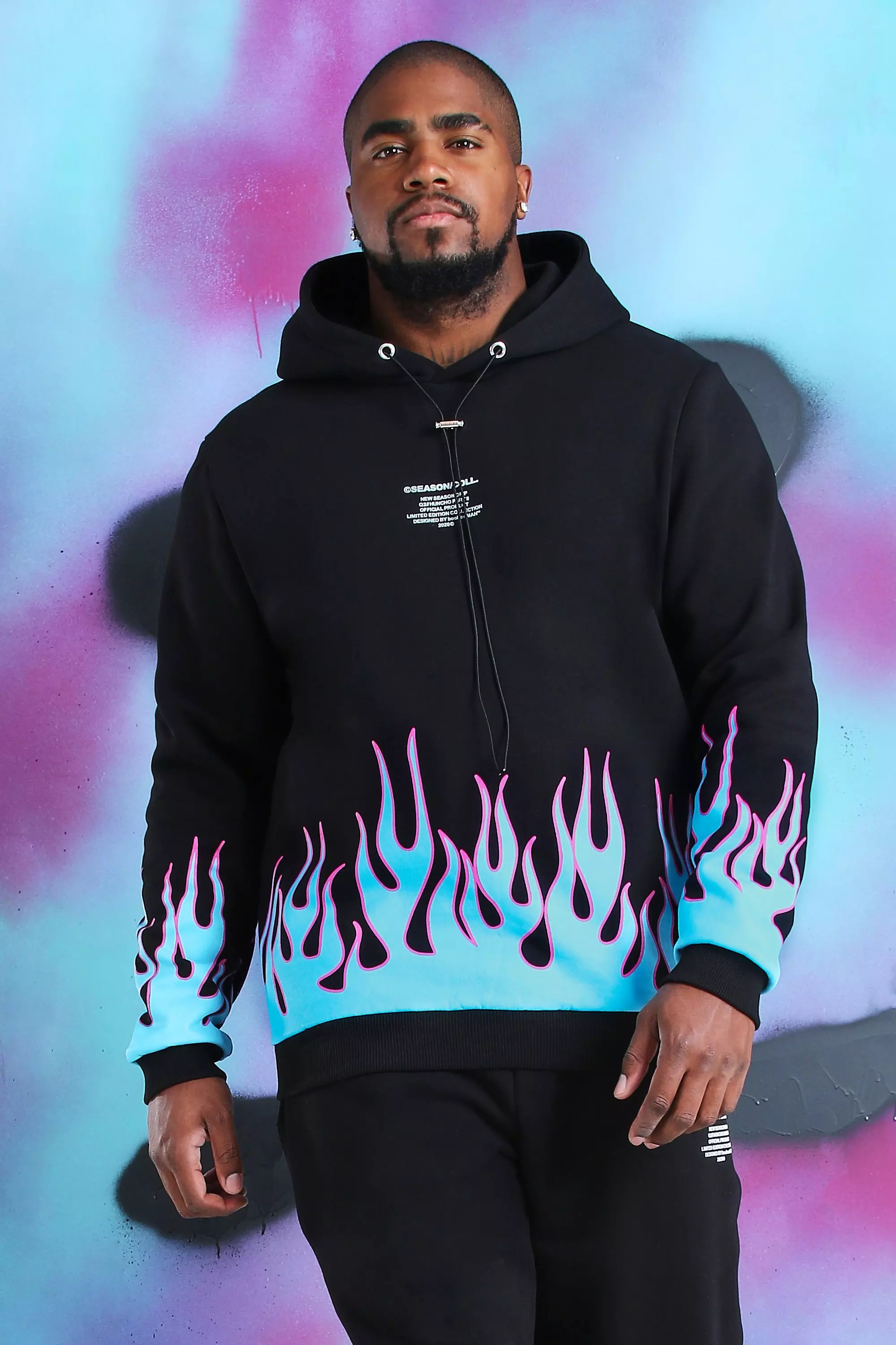 Plus Size Quavo Flame Print Tracksuit