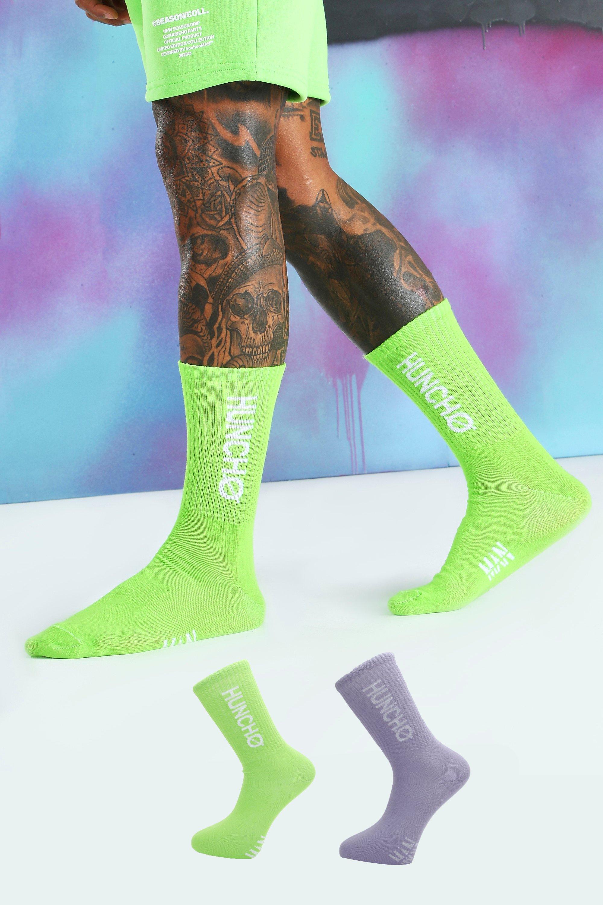 

Набор из 2 пар пастельных носков Quavo с принтом Huncho, Green