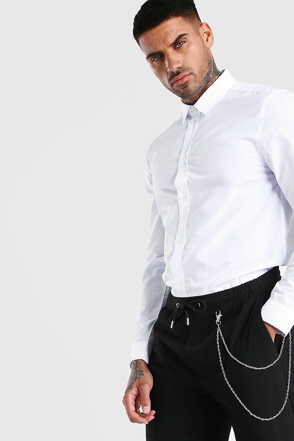 

Официальная рубашка MAN с вышивкой на горловине сзади, White