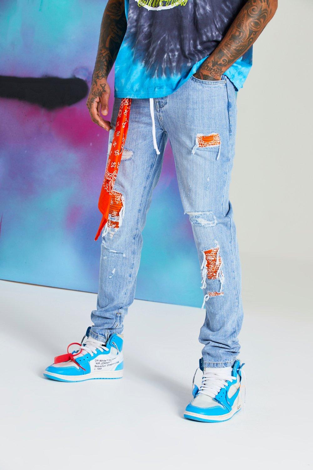 boohooman bandana jeans