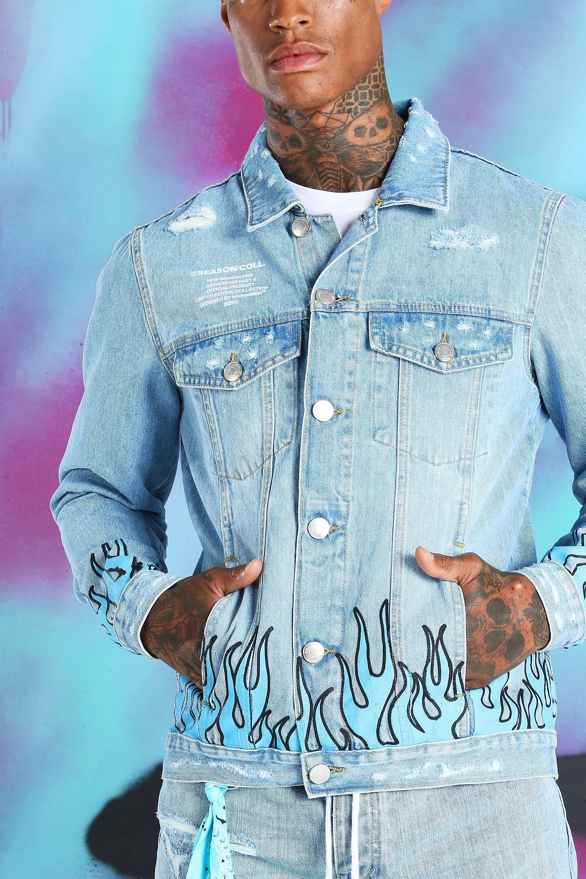 Flame denim 2024 jacket mens