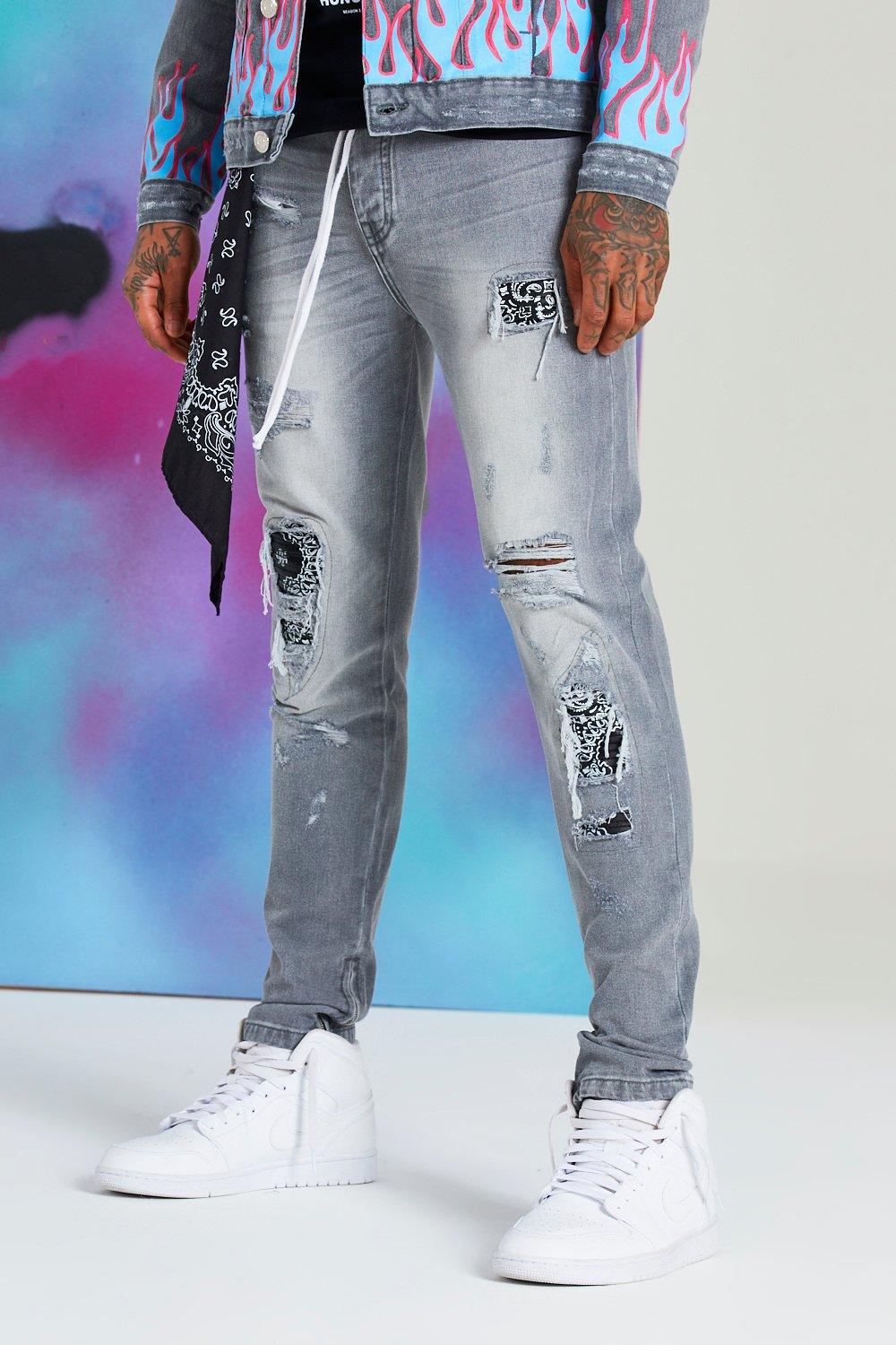 boohooman bandana jeans