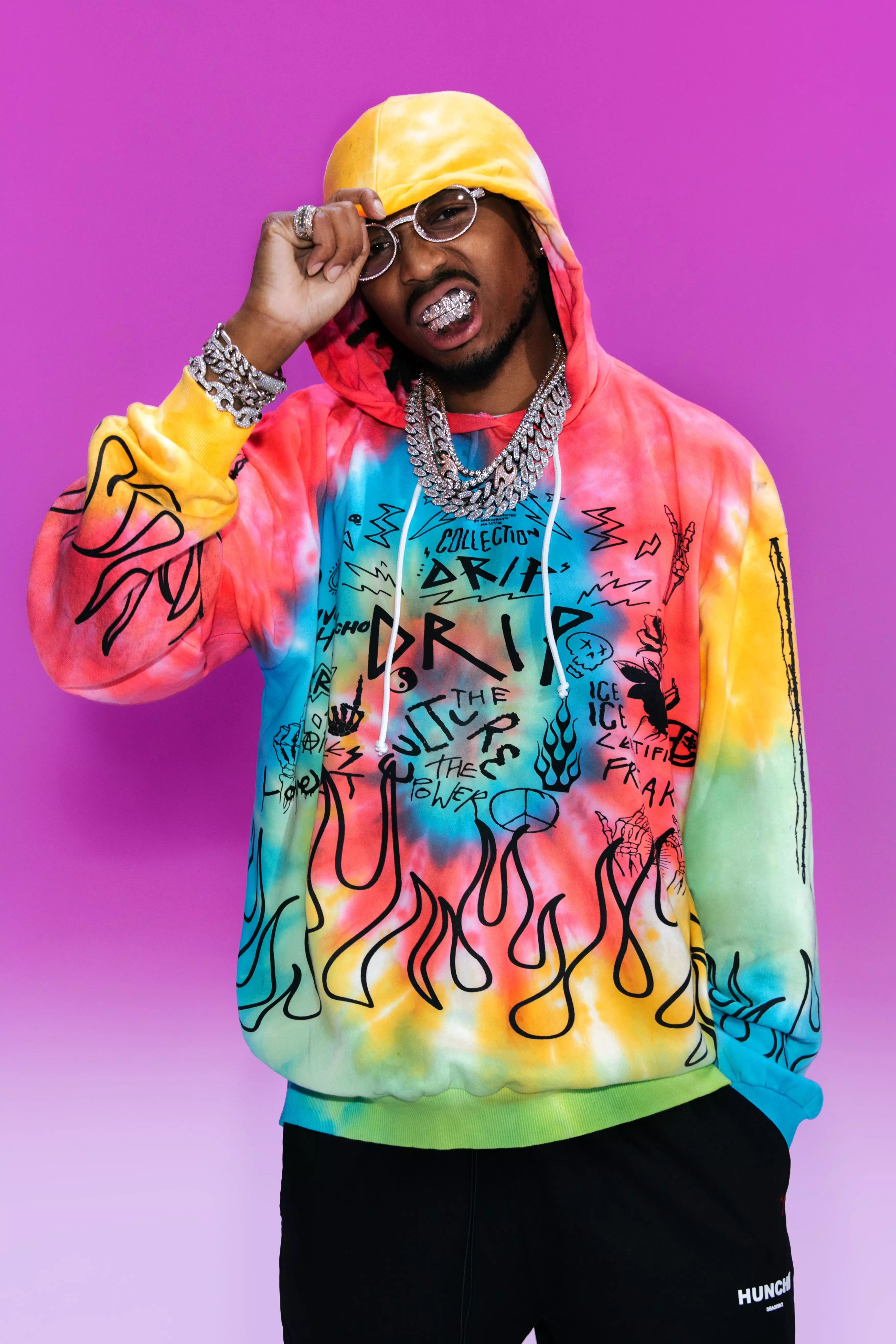 Quavo Oversized Graffiti Print Hoodie boohooMAN USA