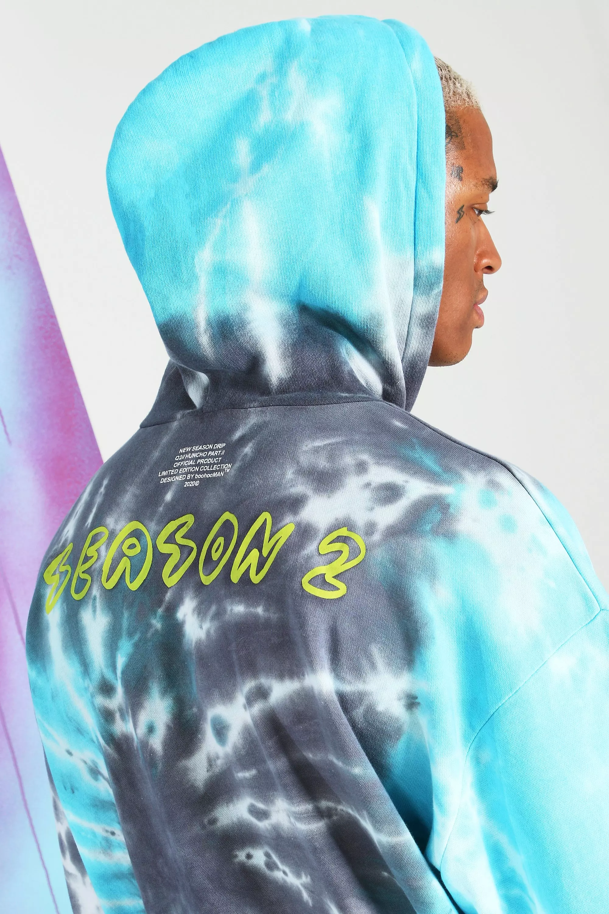 Quavo Peace Sign Loose Fit Tie Dye Hoodie boohooMAN USA