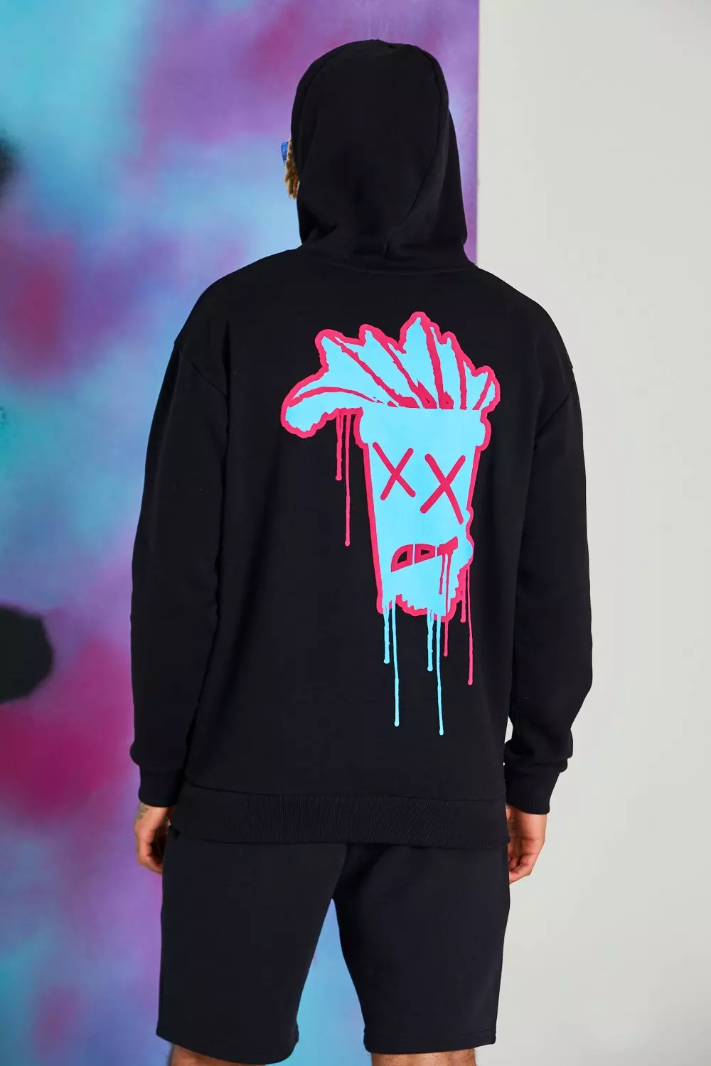 Quavo Loose Fit Hoodie With Drip Face boohooMAN USA