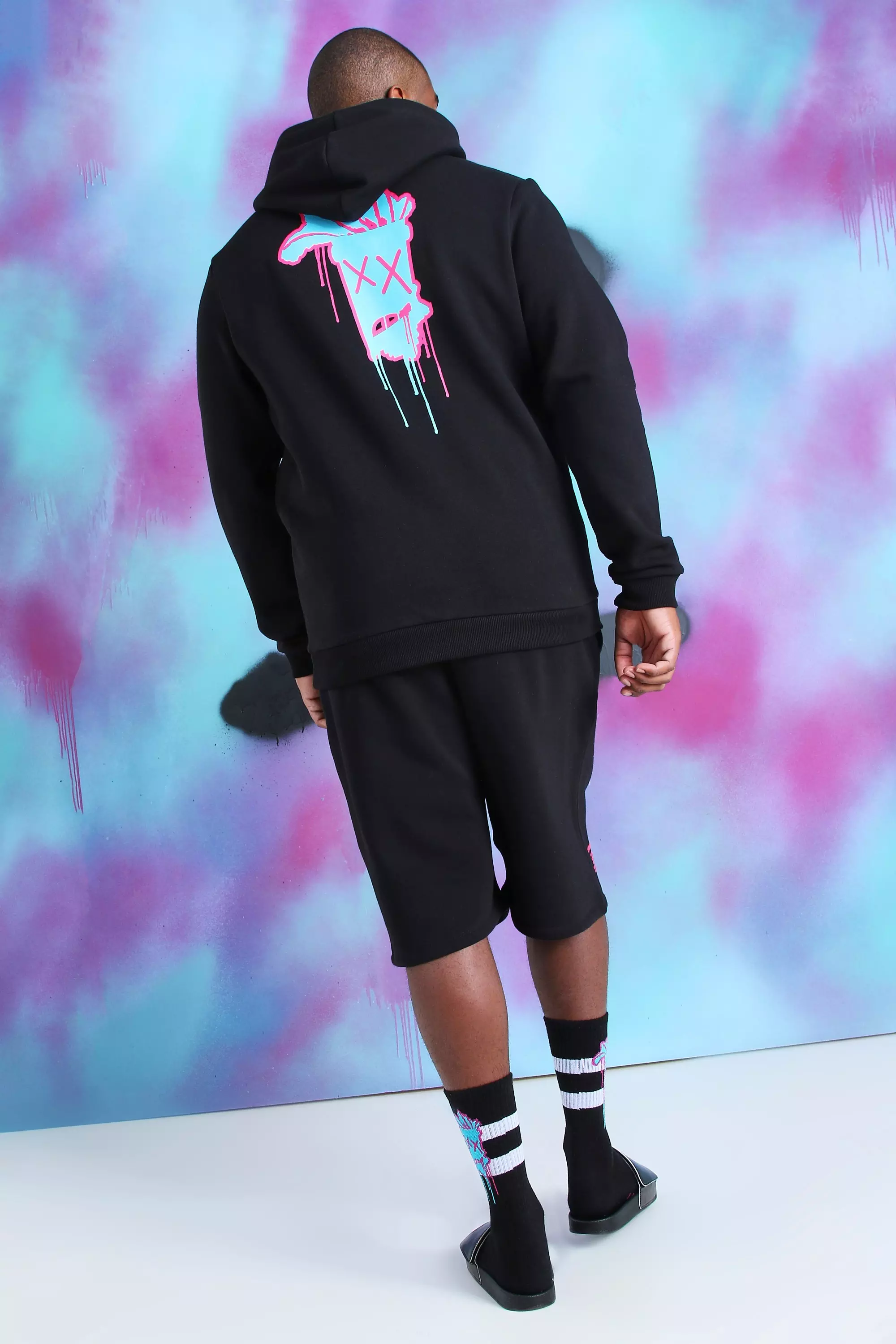 Plus Size Quavo Loose Fit Drip Face Hoodie boohooMAN USA