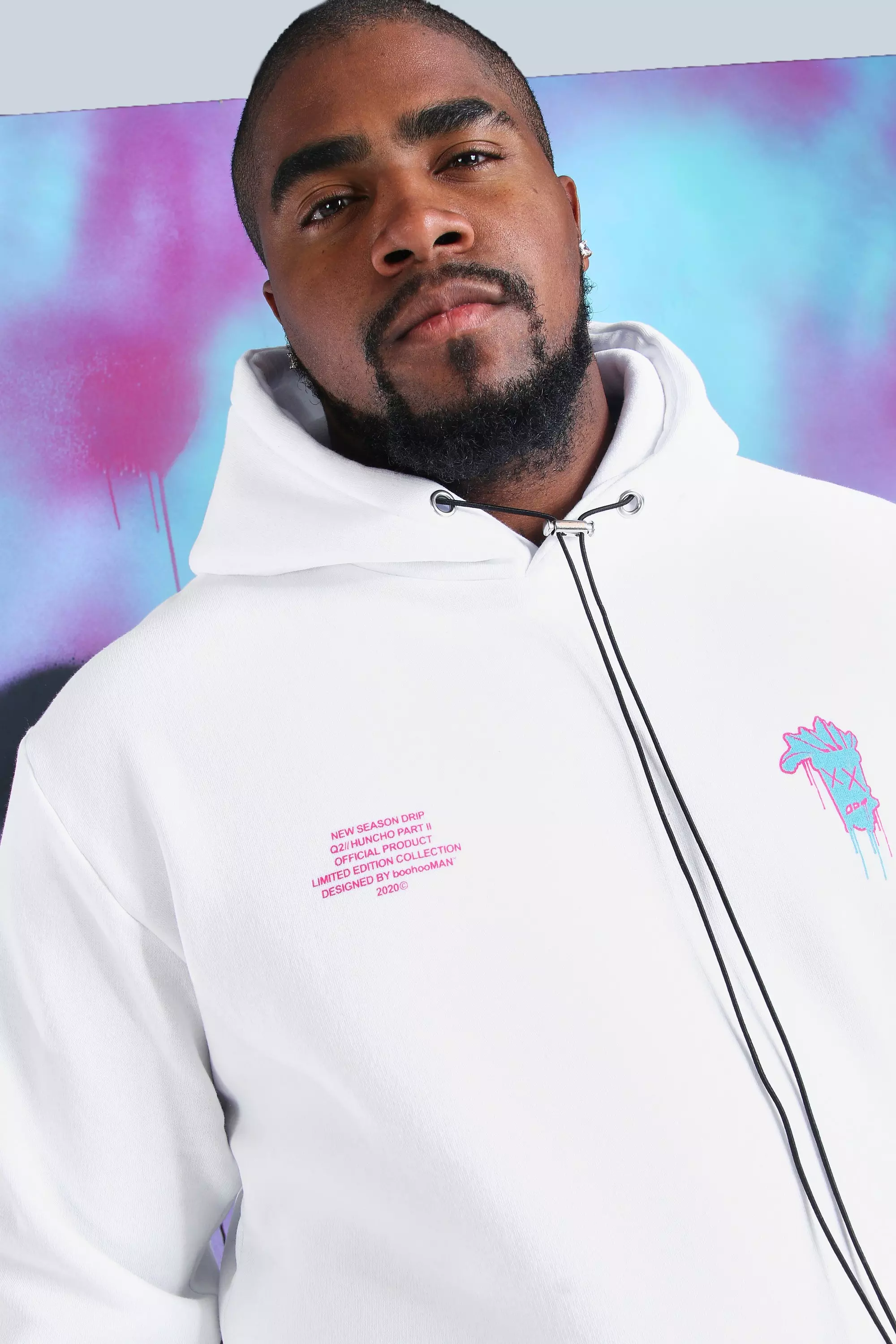 Plus Size Quavo Loose Fit Drip Face Hoodie boohooMAN USA