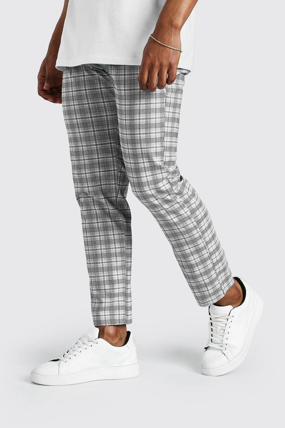 Skinny Fit Cropped Check Smart Pleated 