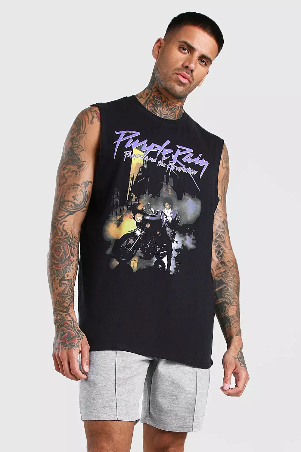 Prince Purple Rain License Drop Armhole Tank boohooMAN UK