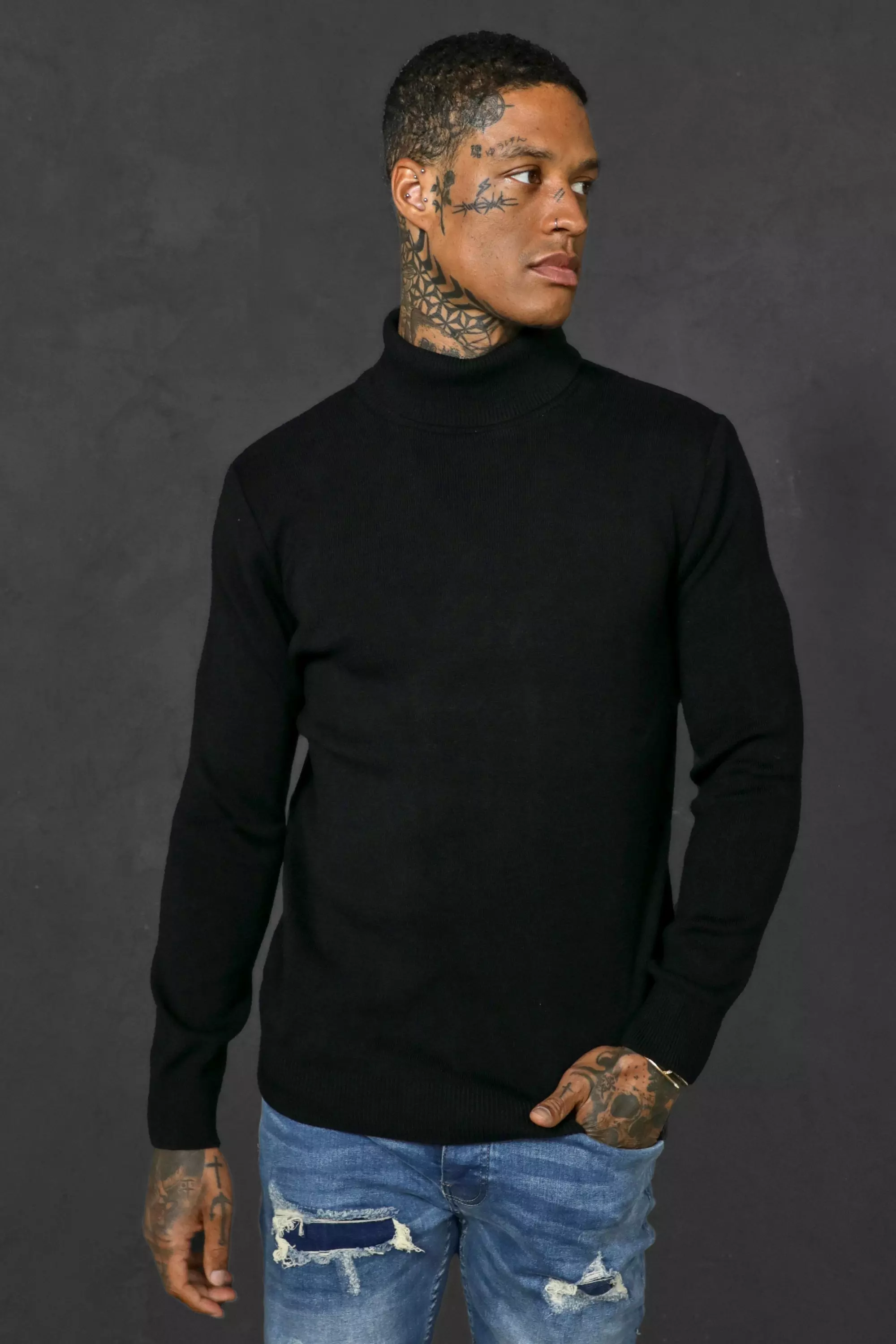 Roll neck sweatshirt clearance mens