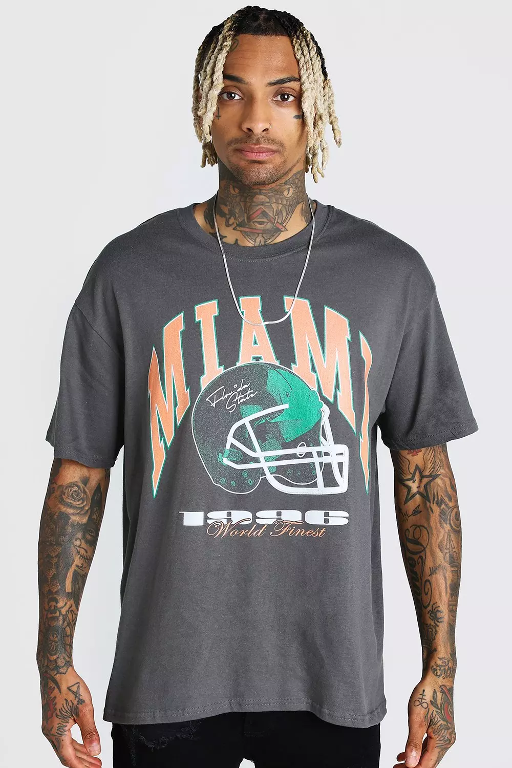 Oversized Miami American Football Print T-Shirt