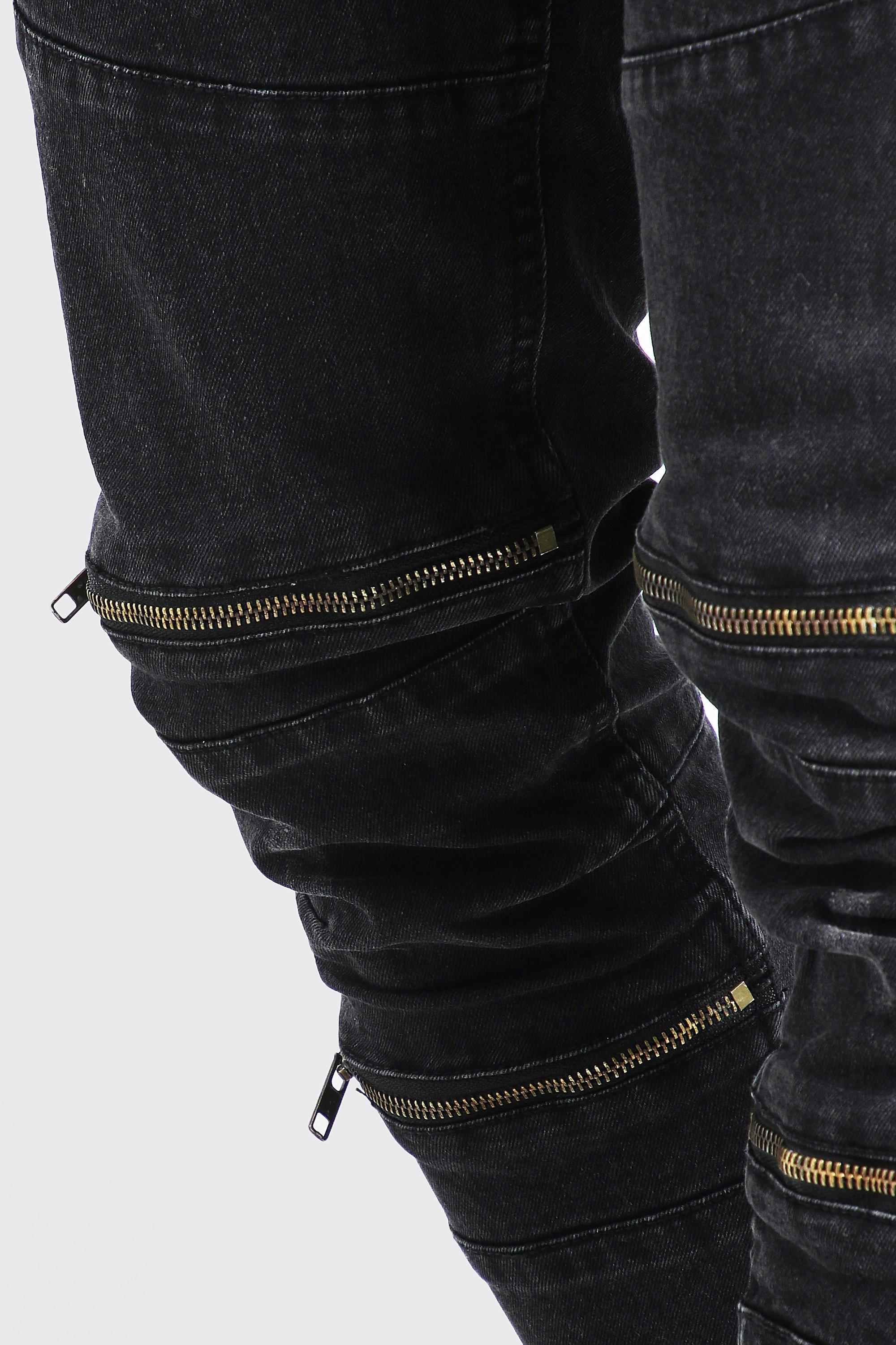 biker jeans with zips