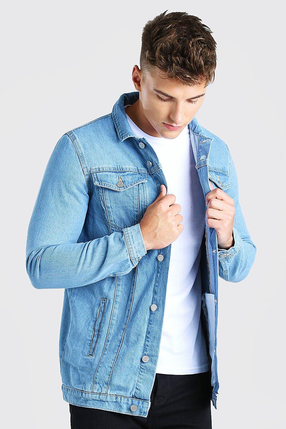 longline denim jacket with fur