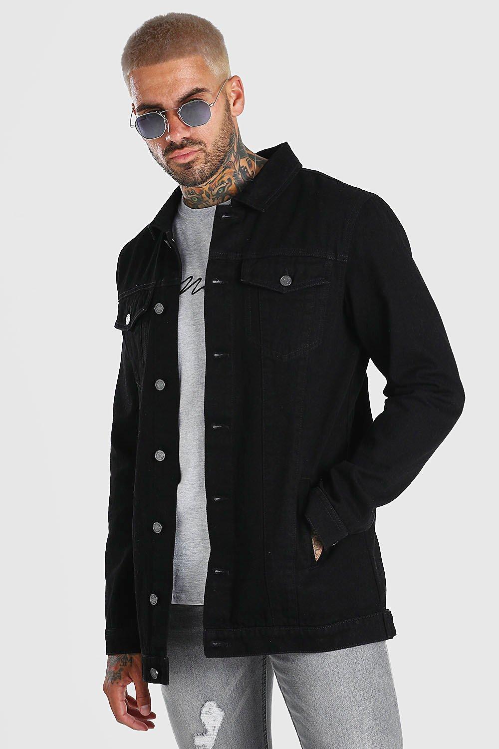 longline black denim jacket