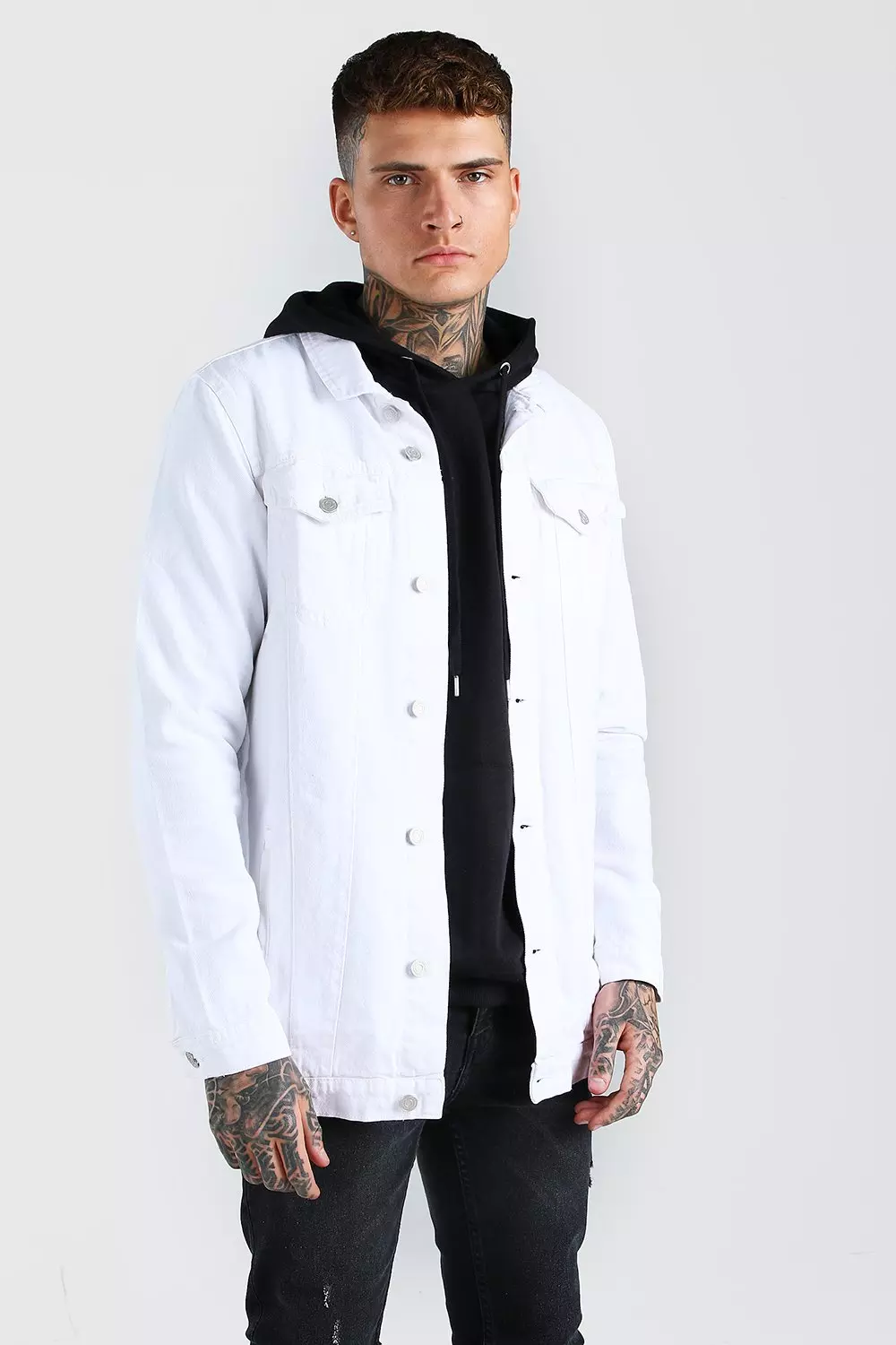 White longline deals denim jacket