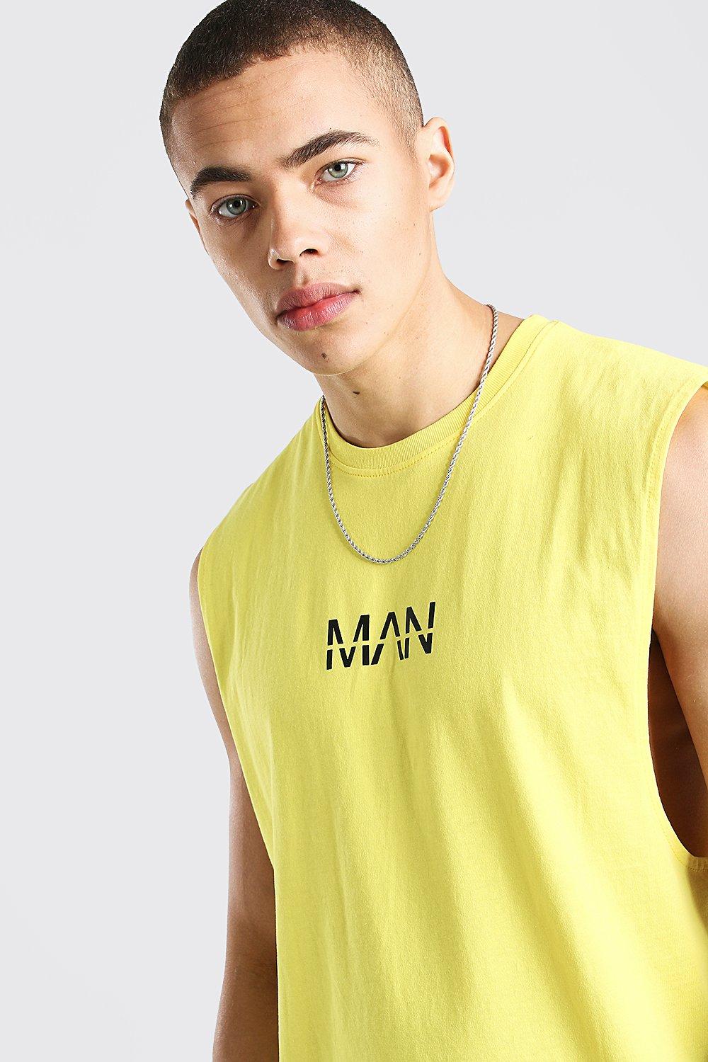 

Оригинальная майка MAN с заниженной рукавной проймой, Yellow