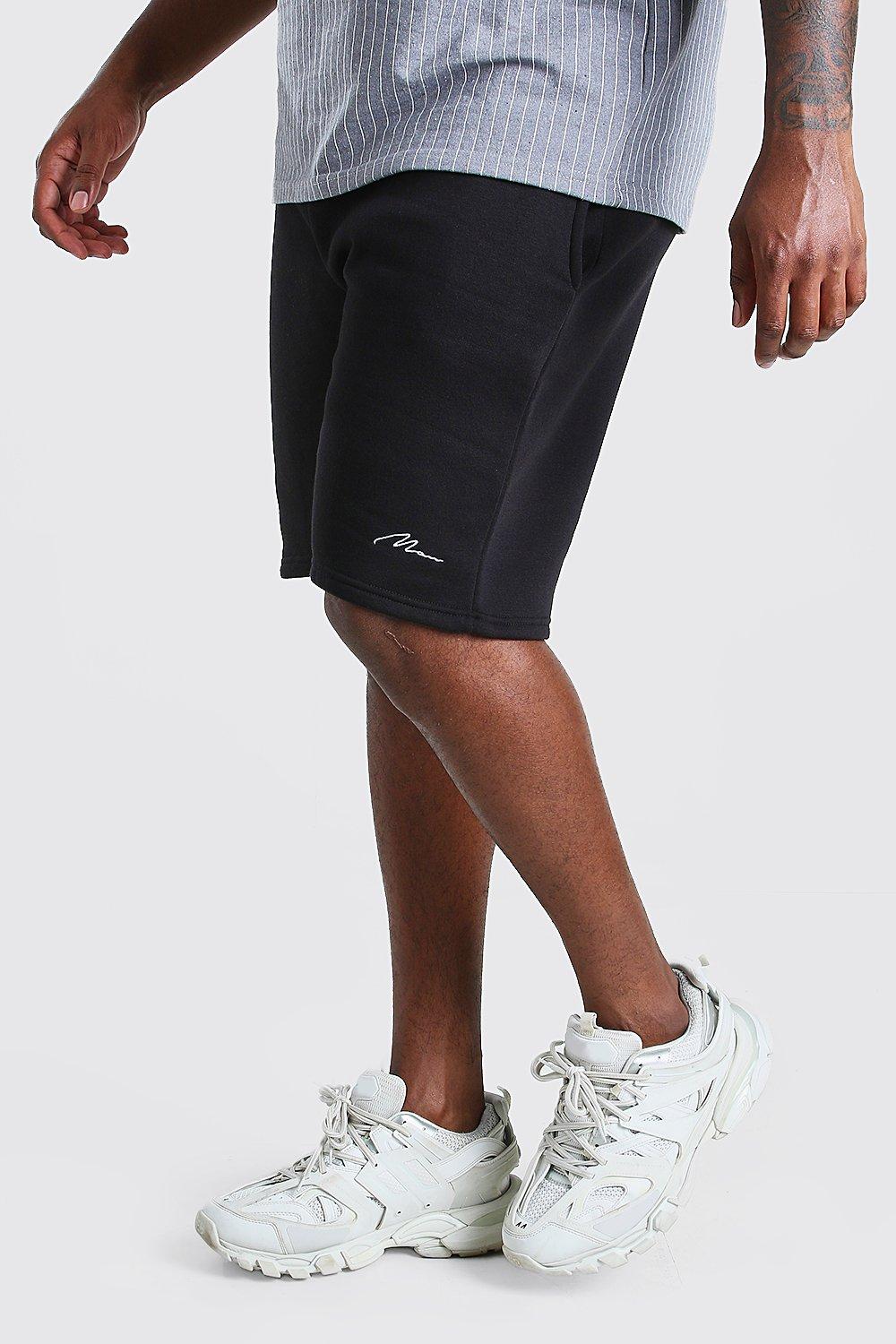 Big And Tall Jersey-Shorts mit MAN-Schriftzug SCHWARZ Freizeitmode