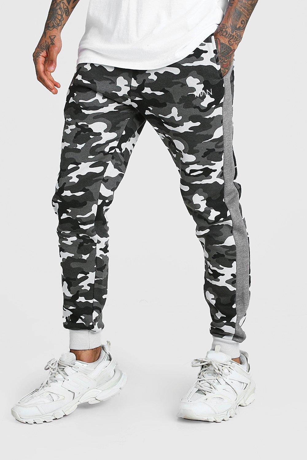 camo joggers grey