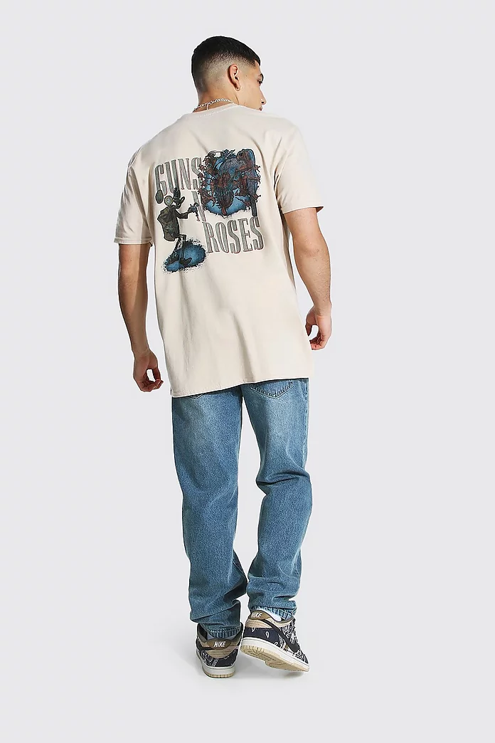 Oversized Guns N Roses Back License T-shirt | boohooMAN USA