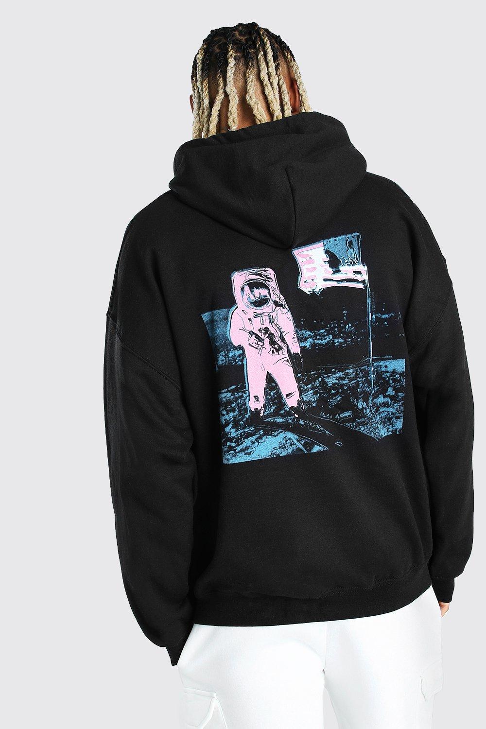 

Oversized Nasa Front & Back Print License Hoodie, Black