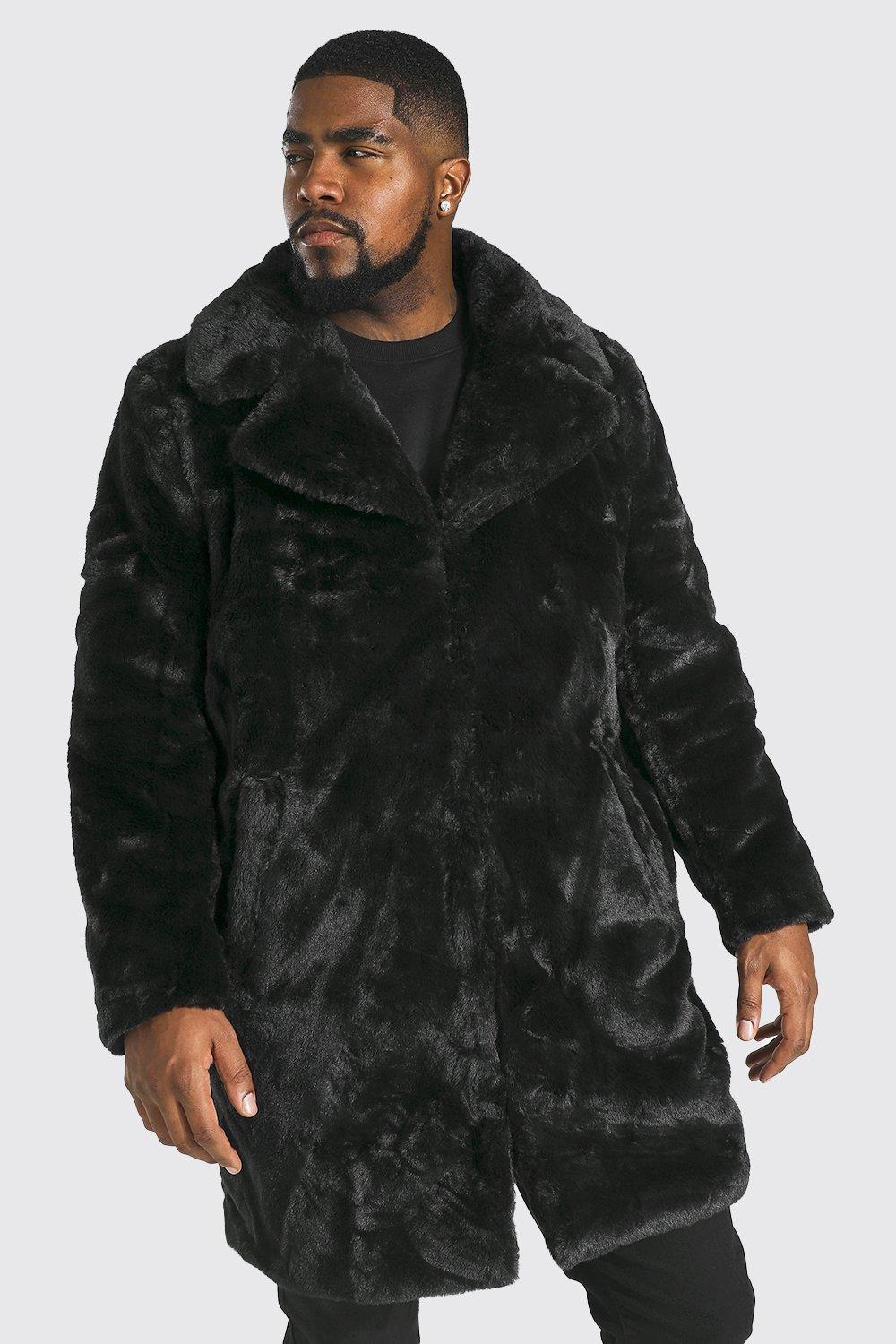 black faux fur coat plus size