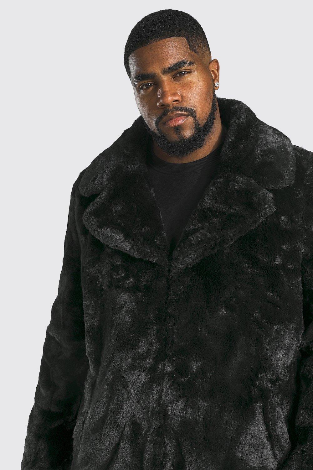 black faux fur coat plus size