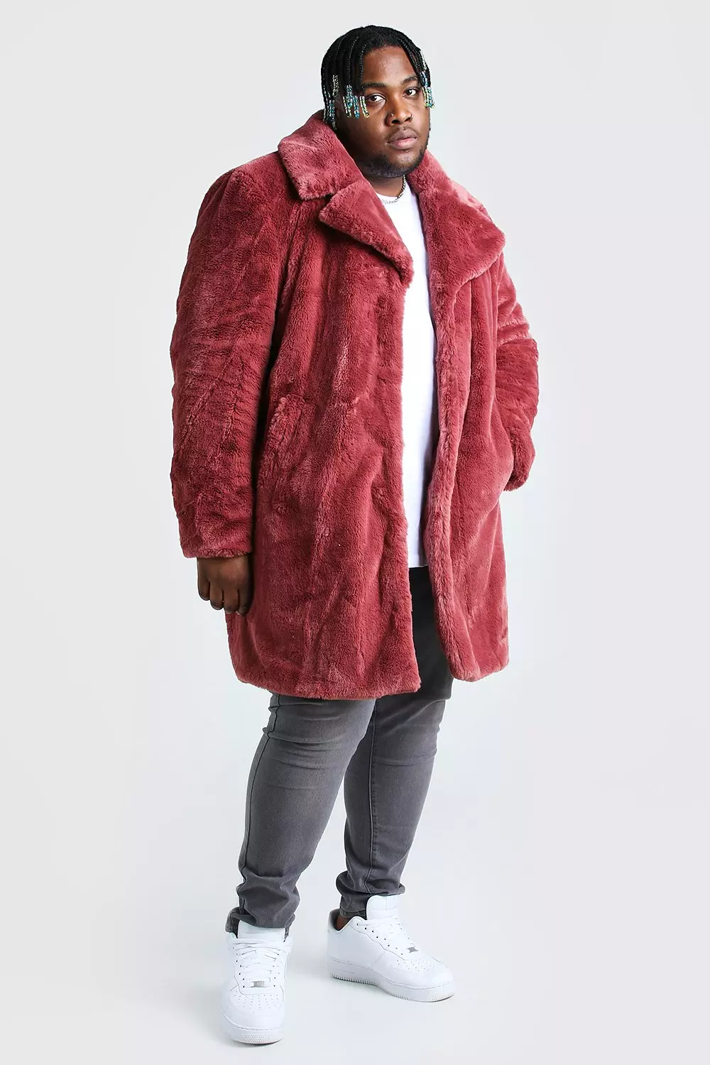 boohooMAN Men's Oversized Faux Fur Lounge Set