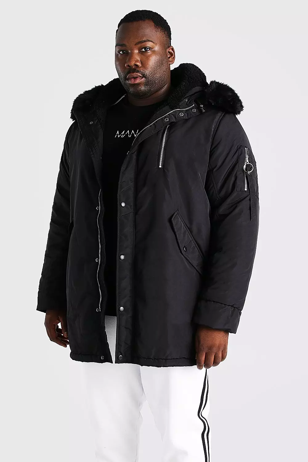 Plus size parka 2024 with fur hood