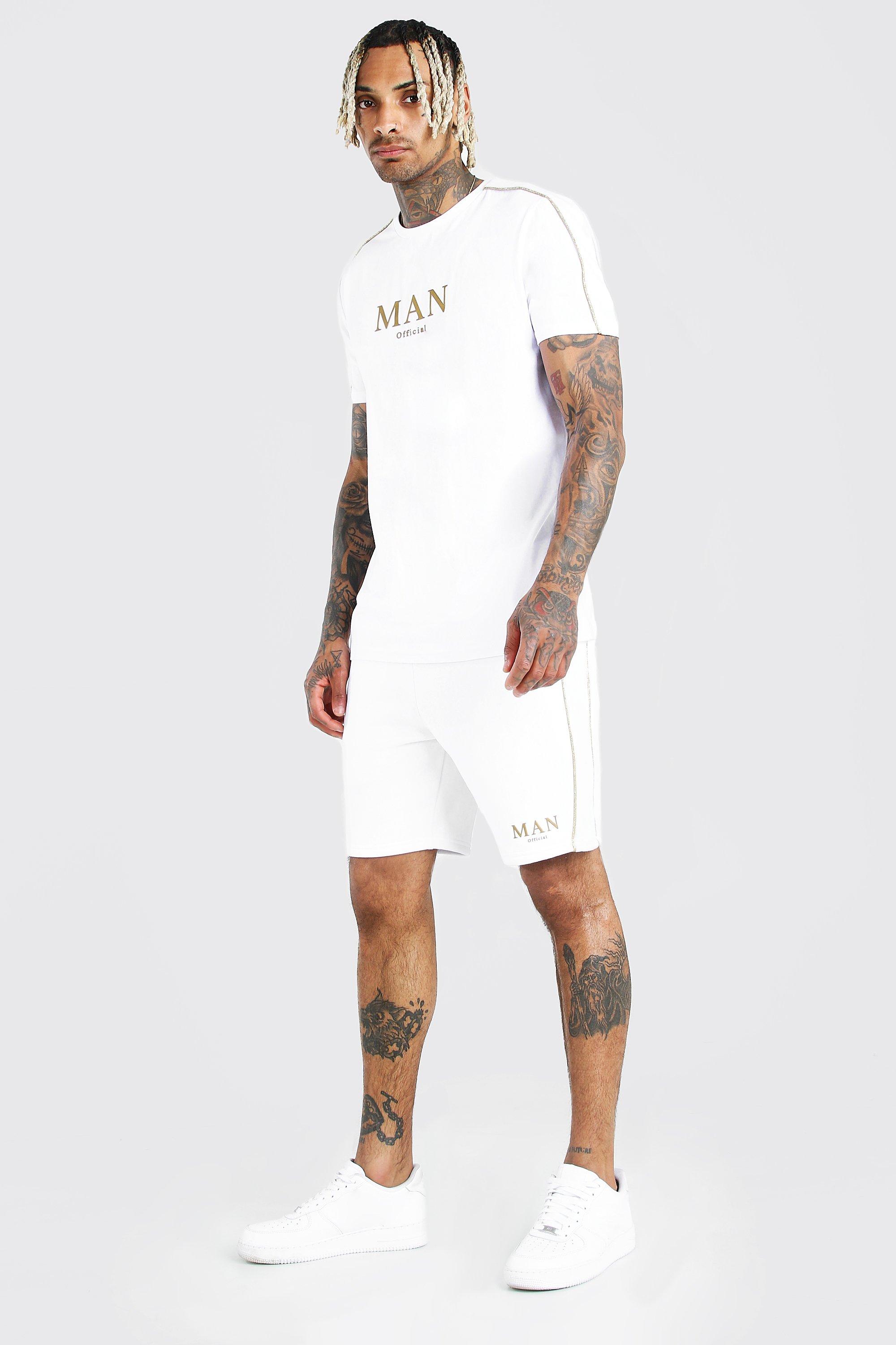

Сет MAN Gold: футболка и шорты с окантовкой, White
