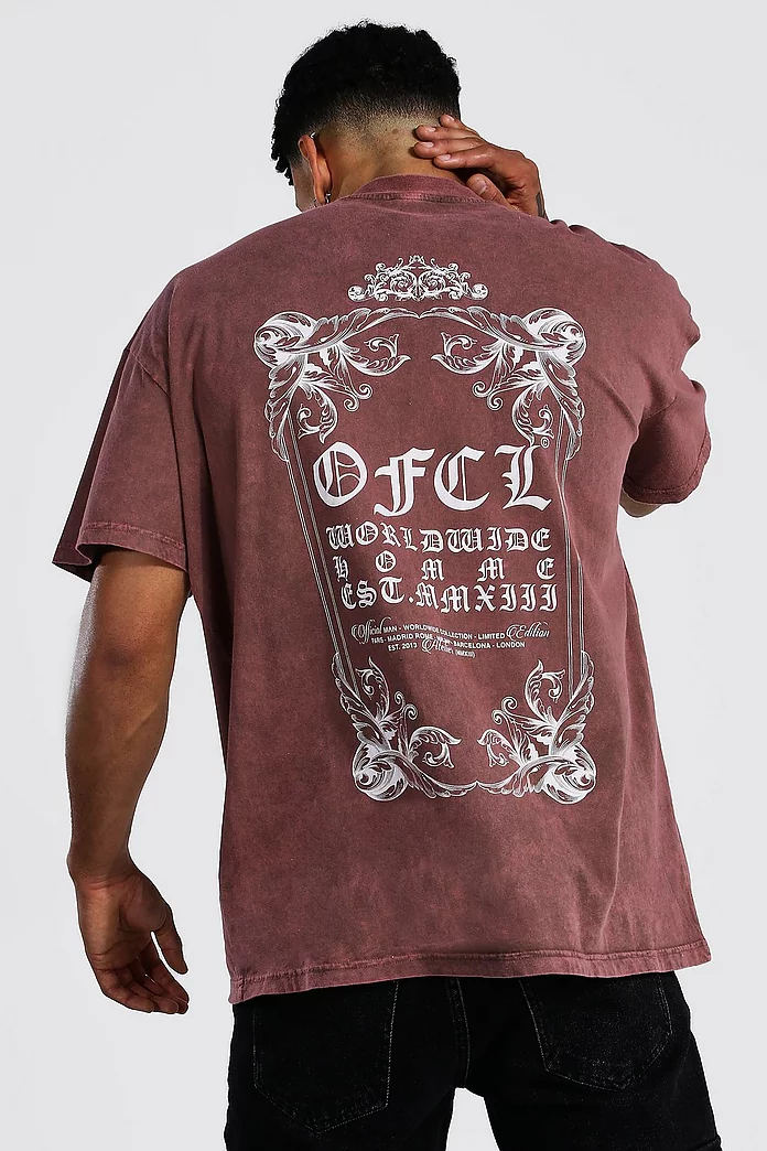 Oversized Extended Neck Overdye T-shirt | boohooMAN USA