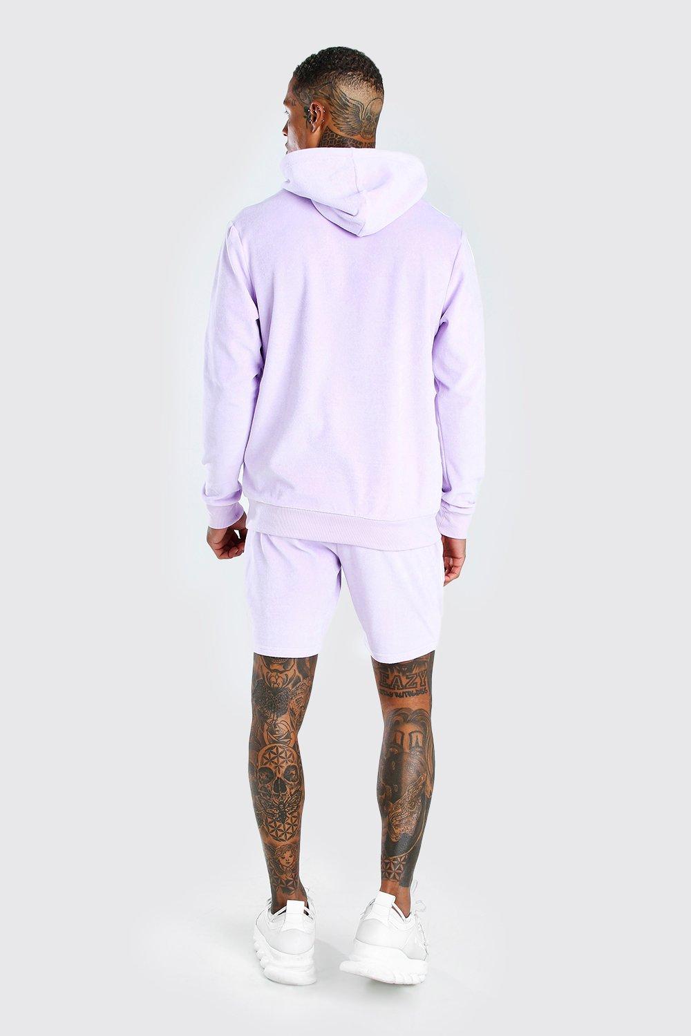 pink velour shorts tracksuit