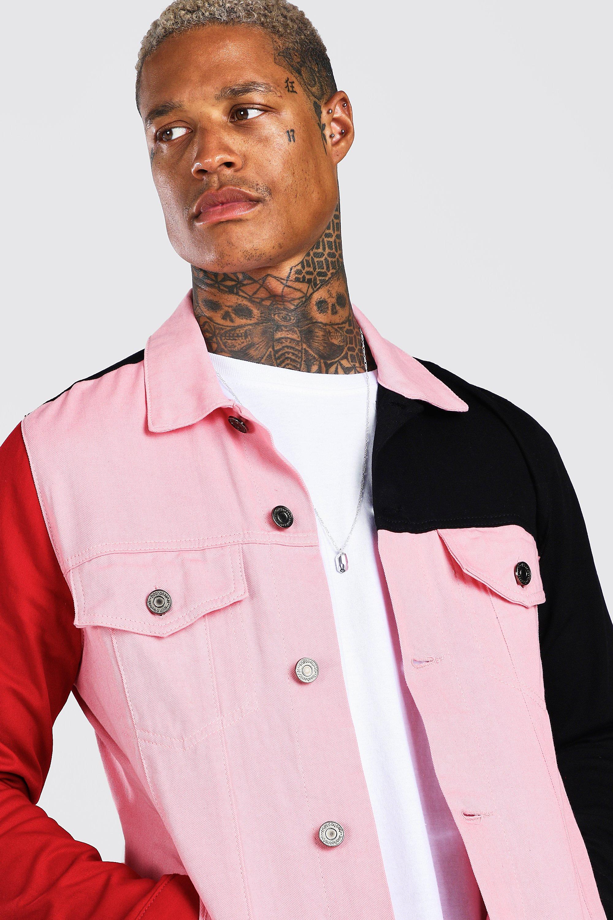 denim jacket for men pink colour