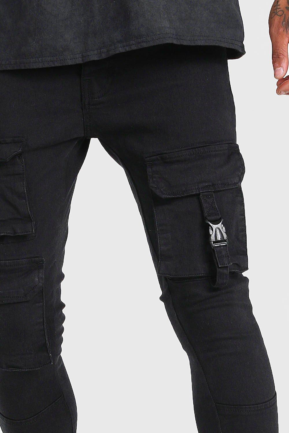 Skinny Multi Pocket Cargo Jeans | boohooMAN